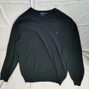Polo Ralph Lauren Men's Black Pima Cotton V Neck Pullover Sweater XL